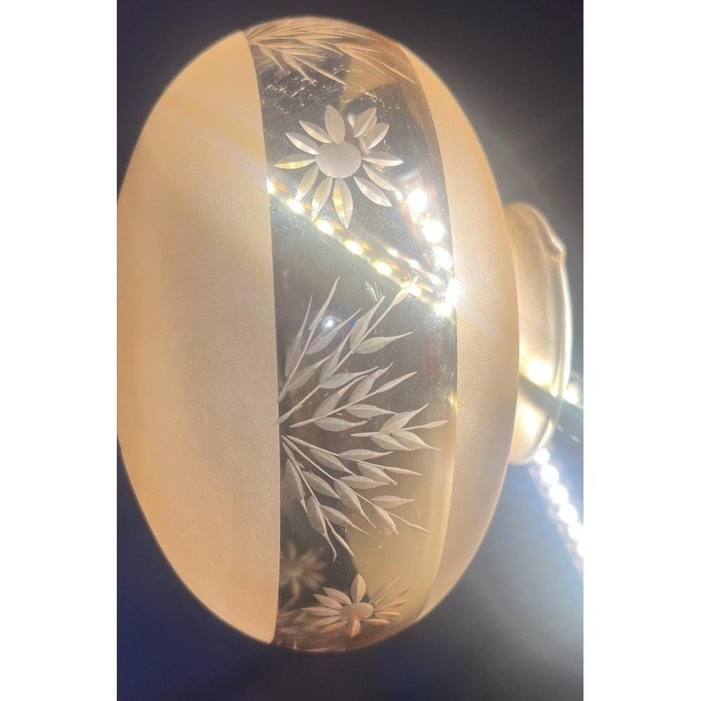 Vtg Victorian Style Frosted Etched Glass Ceiling Light Globe Floral Art Nouveau